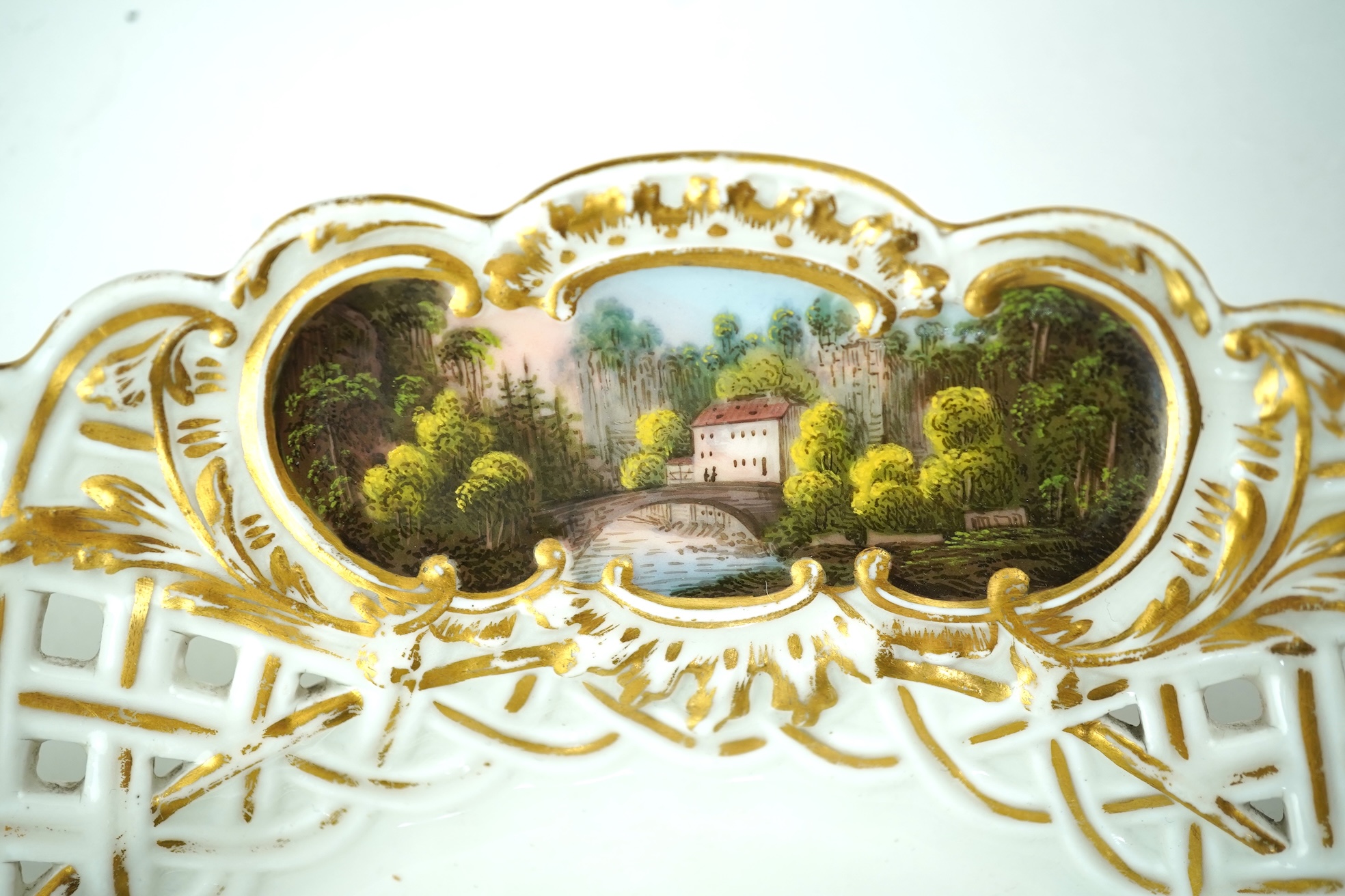 A Meissen topographical reticulated dresser plate, 19th century